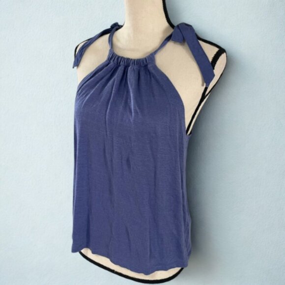 J.Crew 100% Linen Adjustable Tie-Shoulder Tank XS - Blue - GUC - Picture 2 of 6